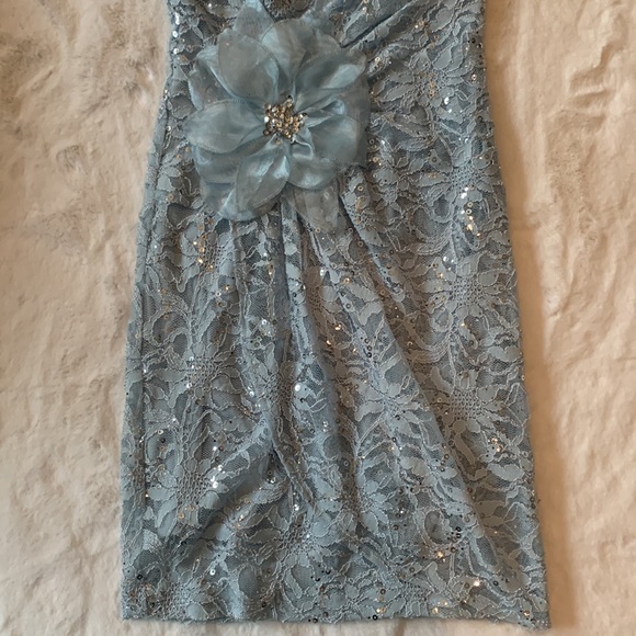 NWT- Pale Blue Sparkly and Lacy Mini Cocktail/Party Dress - Picture 10 of 16